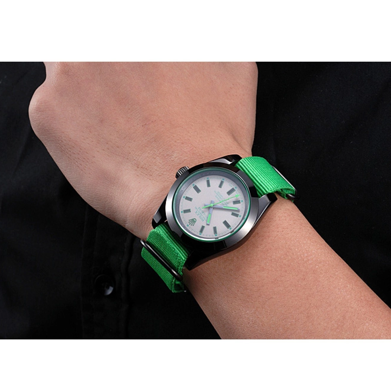 Aaa fake watches 622004 Rolex Strap Bamford Milgauss Nylon Green 0521